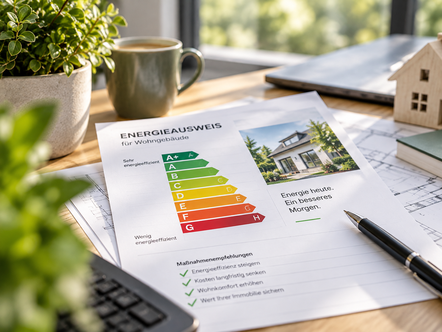Dach eines energieeffizienten Wohnhauses